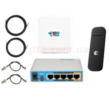 HUAWEI E3372h-320 + Mikrotik hAP ac lite + Антенный комплект MIMO 1700-2700 мГц 15 дБи панельная