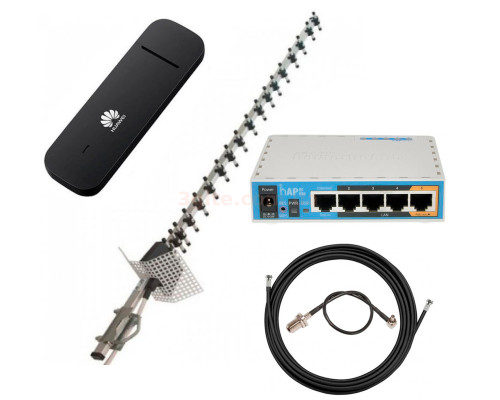 HUAWEI E3372h-320 + Mikrotik hAP ac lite + Антенный комплект 3G/4G LTE Антенна "Стрела" 21 ДБ
